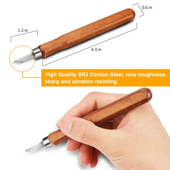 12 Pieces Wood Carving Tools, SK2 Carbon Steel Sculpting Knife Kit for Beginners & Professions {5}