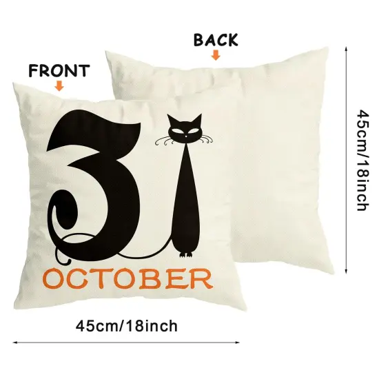 4 Pieces Halloween Decorations Pillow Covers 18x18 inc for Halloween Decor Indoor Outdoor, Party Supplies Farmhouse Home Decor Throw Pillows Cover Spider Web Cat Skull Decorative Cushion Case {6}