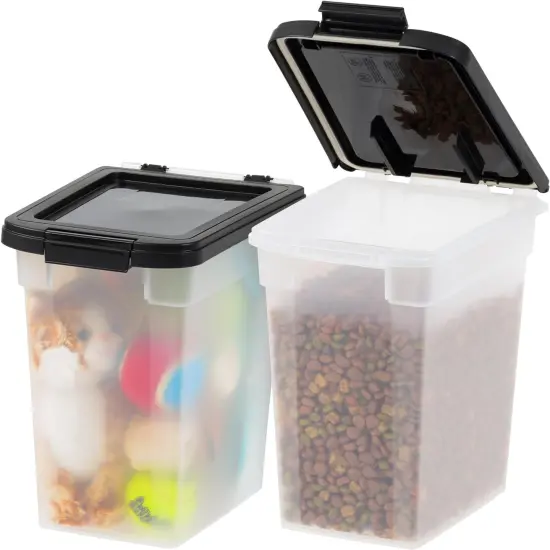 IRIS USA 10 Lbs / 12.75 Qt Airtight Dog Food Storage Container, Clear/Black {1}