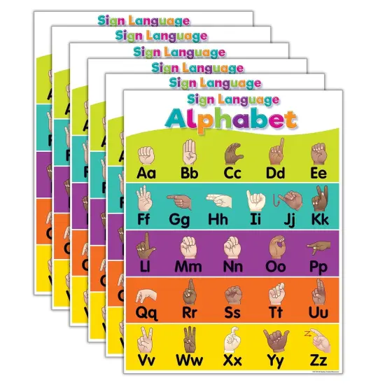 Colorful Sign Language Alphabet Chart, 17" x 22", Pack of 6 {1}