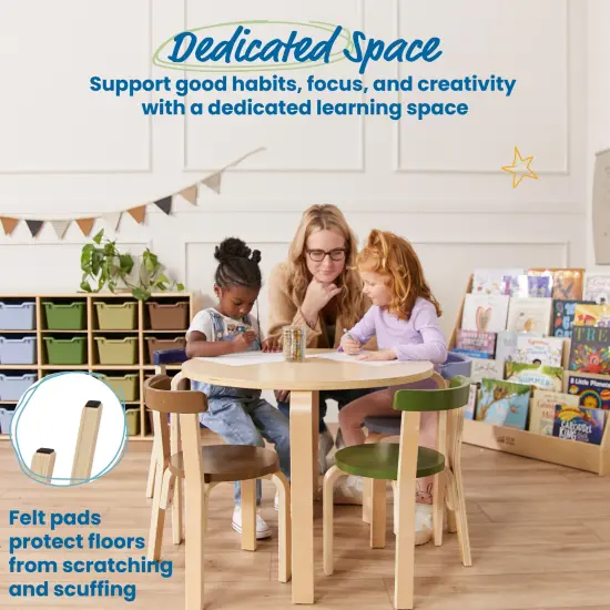 Bentwood Table and Curved Back Chair Set, 5-Piece Earthtone {3}