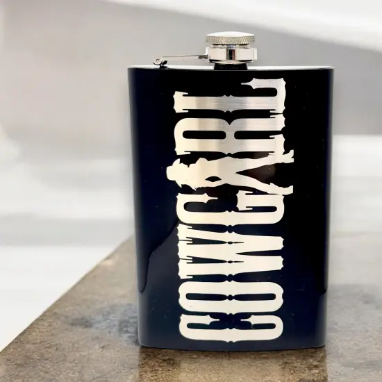 8oz Black Cowgirl Flask {3}