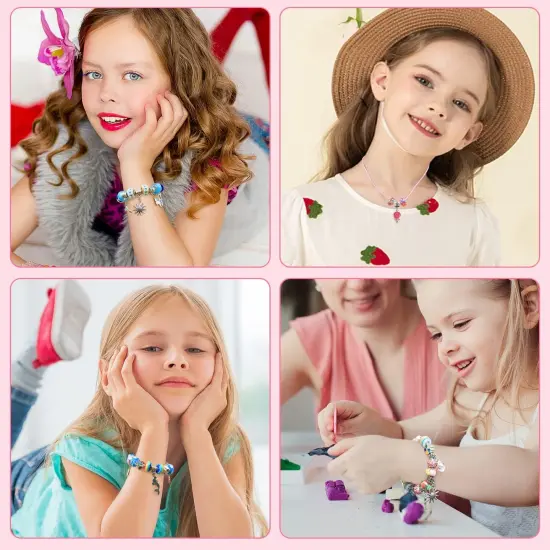 Charm Bracelet Making Kit – 72-Piece Unicorn & Mermaid Jewelry Craft Set for Girls Aged 5-12 (Rose) {2}