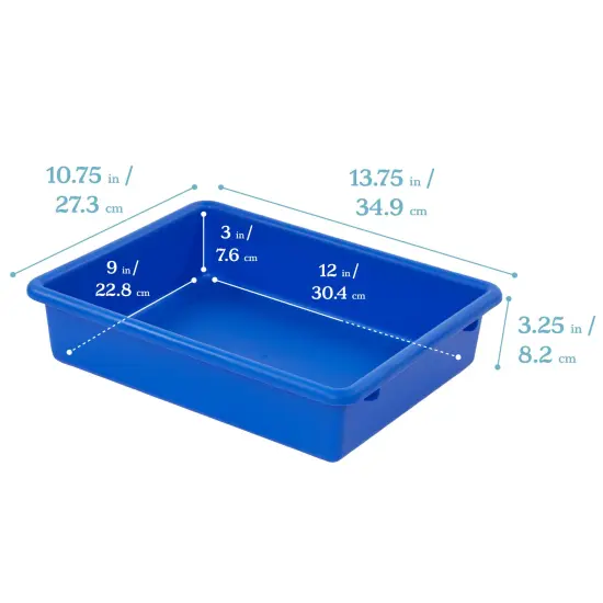 Letter Size Tray with Lid, Storage Bin, 10-Piece Blue {2}