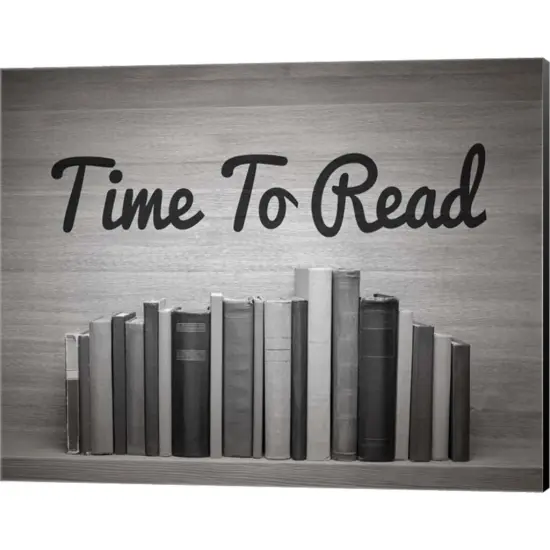 Time To Read Black and White by Color Me Happy 20" x 16" Canvas Wall Art {1}