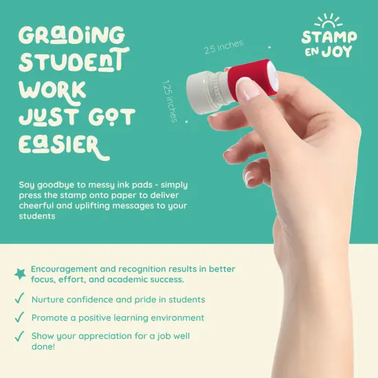 Stamp Enjoy - 8 Self-Ink Flash Stamp Set, Multicolor Teacher Stamps, Office Stationery Stamps, Pre-Inked, Refillable Stamps {2}