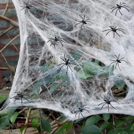 300 Sqft Spider Webs with 30 Fake Spiders,Stretchable DIY Cobwebs for Indoor/Outdoor Scary Atmosphere,Outside Garden Window Yard Tree home office Parties,Haunted Houses {2}