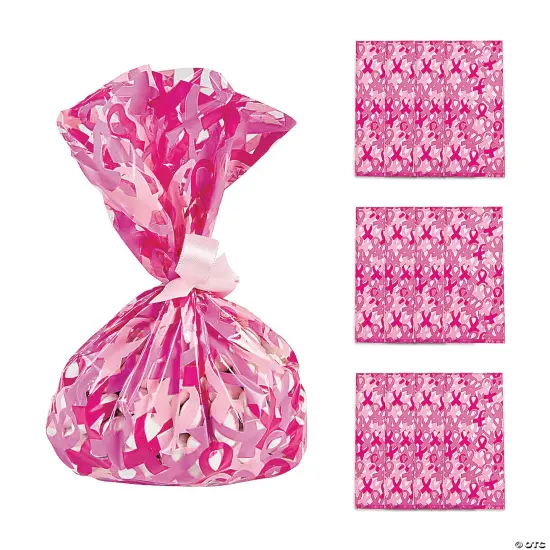 5 3/4" x 11 1/2" Breast Cancer Awareness Cellophane Treat Bags - 12 Pc. {2}
