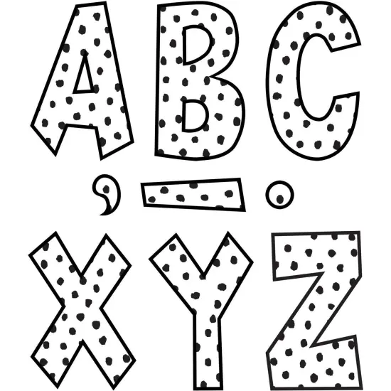 Black Painted Dots on White 7" Fun Font Letters, 120 Per Pack, 3 Packs {3}
