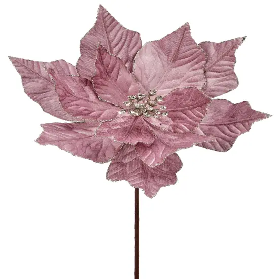 24" Mauv/Pink Velvet Poinsettia Flower {1}