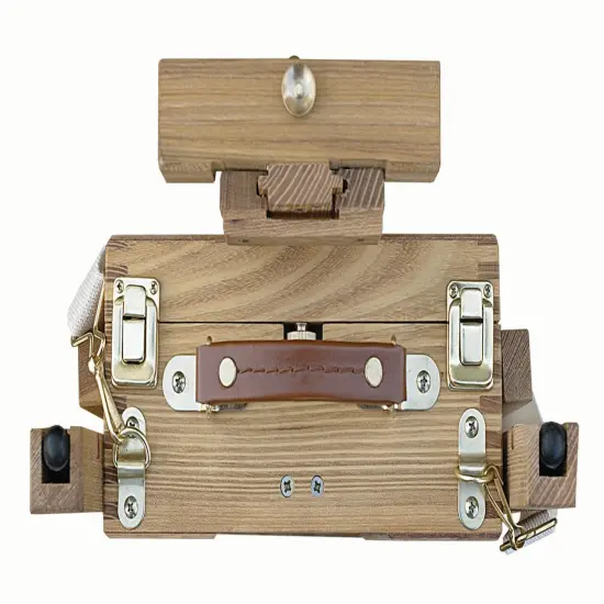 Creative Mark Cezanne Half Box French Easel - Oiled Elm Wood Plein Air Artist Easel, Holds Canvas Up to 33", Comfortable Handle, Divided Supplies Drawer, Brass Hardware, Telescoping Legs {5}