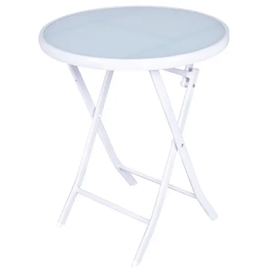 Costway 3 PCS Folding Bistro Table Chairs Set Garden Backyard Patio Furniture White {6}