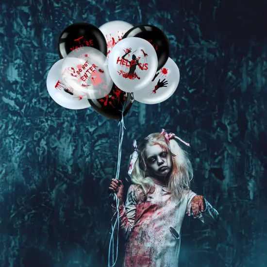 45 Pieces Scary Halloween Balloons 12 Inches Bloody Balloons Eye Blood Splatter Decorations Horror Balloons Zombie Latex Balloons for Birthday Vampire Haunted House Party Supplies (Scared Style) {4}