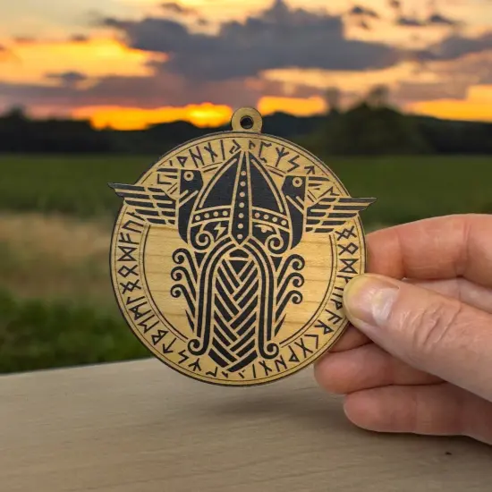 Ornament - Black - Odin Helm Viking Symbol {5}