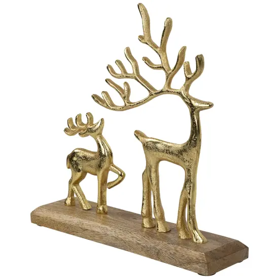 Northlight Reindeer and Fawn Metal Christmas Figure - 10.25" - Gold {5}