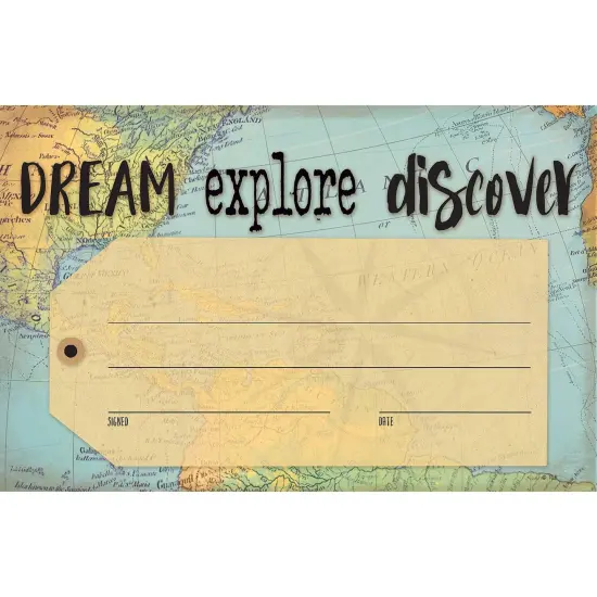 Travel the Map Dream Explore Discover Awards, 30 Per Pack, 6 Packs {1}