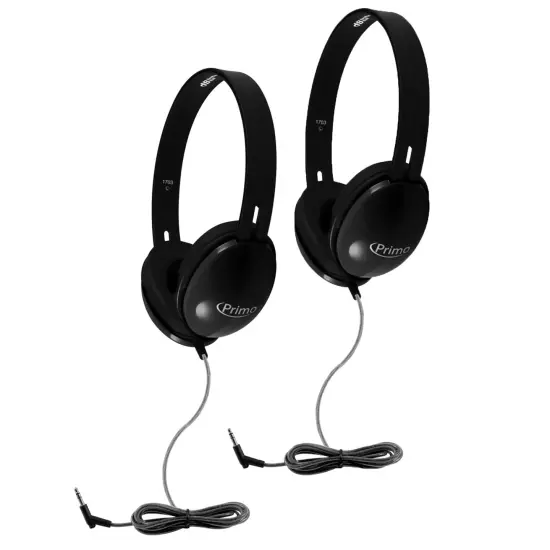 Primo Stereo Headphones, Black, Pack of 2 {1}