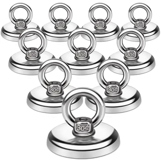 10 Pieces Magnetic Hooks, 100 LB（45KG） Heavy Duty Magnetic Hooks with Countersunk Hole Eyebolt, Perfect for Home, Kitchen, Workplace, Office and Garage, {2}