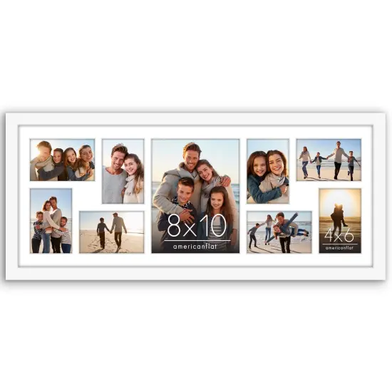 Americanflat 12x30 Collage Picture Frame - Fits One 8x10 Photo and Eight 4x6 Photos or One 12x30 Photo {1}