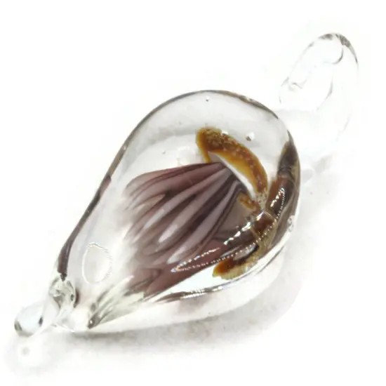 Brown Luminescent Jellyfish Glass Teardrop Pendant {4}