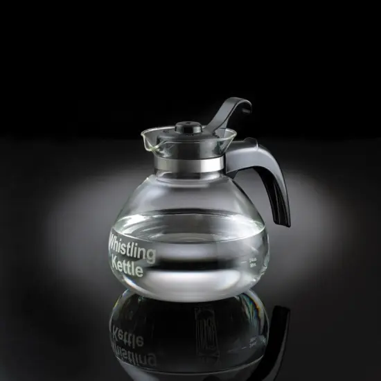 Cafe Brew Collection Clear Glass Whistling Tea Kettle, to Purely Brew Tea With No Metallic Taste or Other Carafe Flavors, 12 Cup Capacity {6}