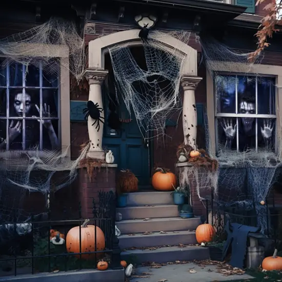 2 Pieces Scary Halloween Curtain Halloween Window Silhouette Decoration Blood Halloween Window Cover Horror Halloween Theme Window Poster for Indoor Outdoor Party Wall Door Decor (Spooky Ghost) {3}