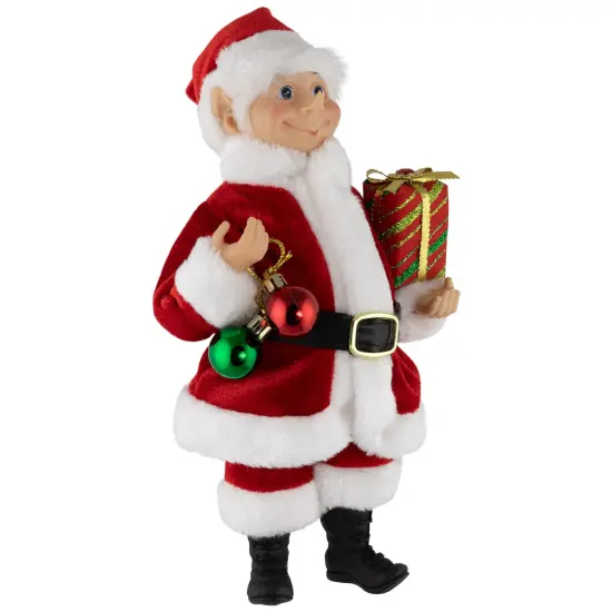 Northlight Santa Elf with Gift Christmas Figure - 14" Red {4}
