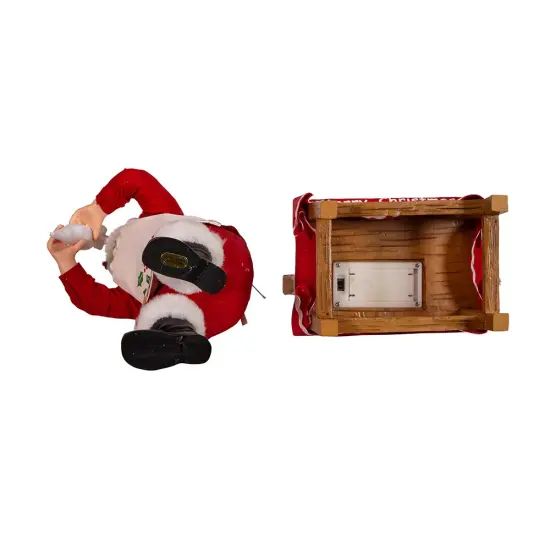 10.5" Fabrich&eacute;&trade; Battery-Operated Santa With Gingerbread Houses, 2-Piece Set {6}
