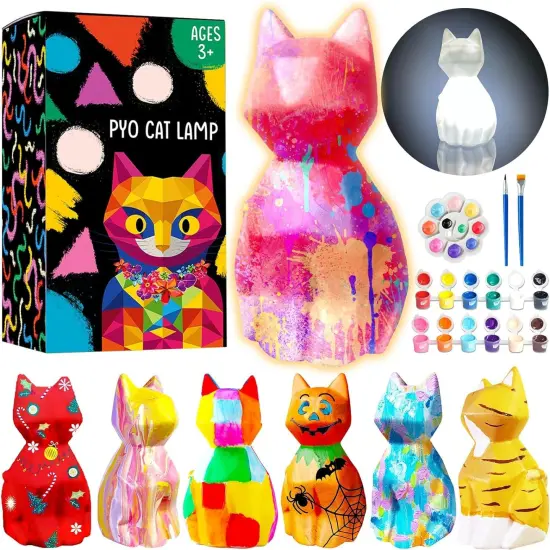 Paint Your Own Cat Lamp Kit, DIY Cat Crafts Night Light, Painting Kit Arts & Crafts for Kids Ages 8-12, Art Supplies Birthday Easter Party Holiday Gift for Teens Girls Boys Age 3 4 5 6 7 8+ {3}