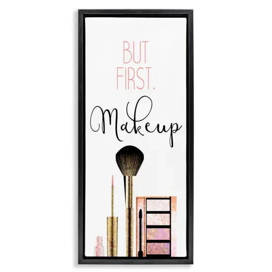 Stupell Industries First Makeup Modern Beauty Framed Floater Canvas Wall Art Black Floater Frame {1}