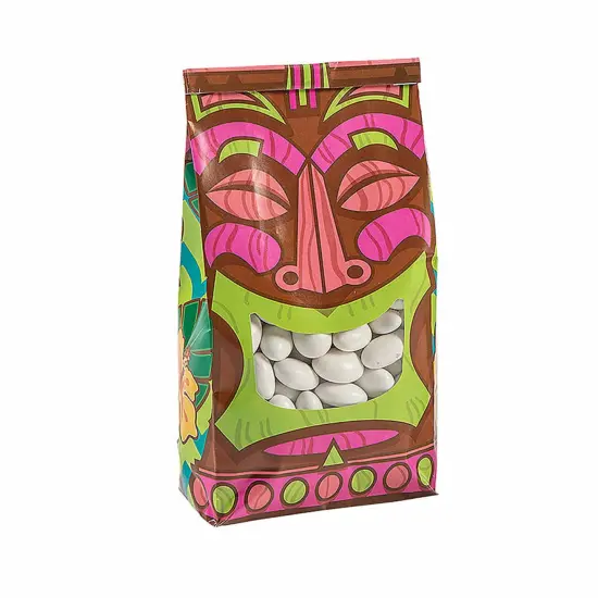 Tiki Tin Tie Paper Treat Bags with Window - 24 Pc. {4}