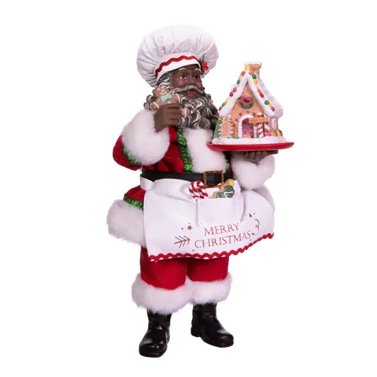 10.5" Fabrich&eacute;&trade; African American Gingerbread Chef Santa {5}