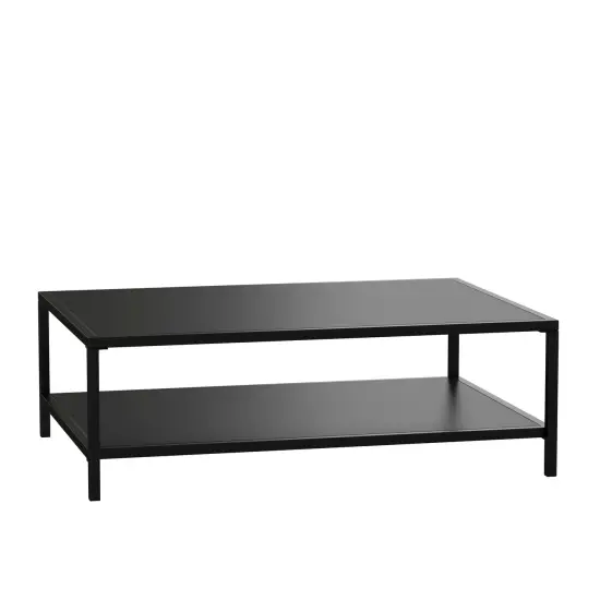 Merrick Lane Lanier Two-Tier All-Weather Patio Coffee Table Black {2}