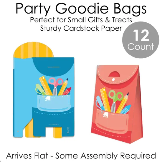 Big Dot of Happiness School Supplies - Kids Classroom Gift Favor Bags - Party Goodie Boxes - Set of 12 {5}