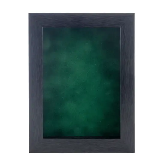 Elegant Charcoal Wood Shadow Box Frame with Acrylic Front - Forest Green Suede Backing, 30 Sizes {4}