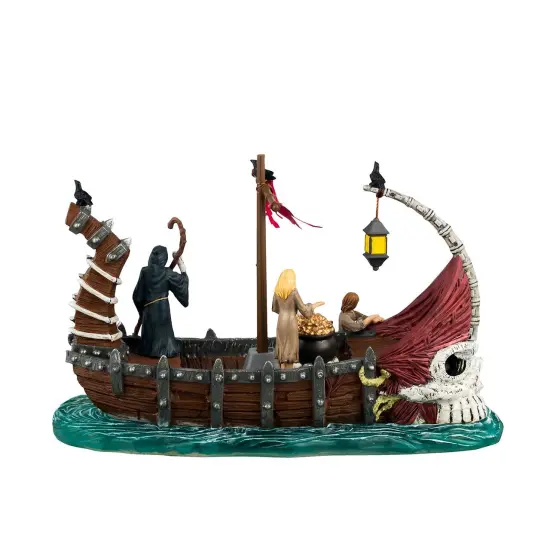 Lemax Spooky Town Halloween Village Accessory Ferry On River Styx Boat {3}