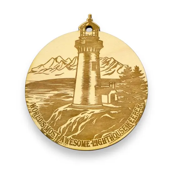 Ornament - Worlds most awesome Lighthouse Keeper Raw Wood {1}