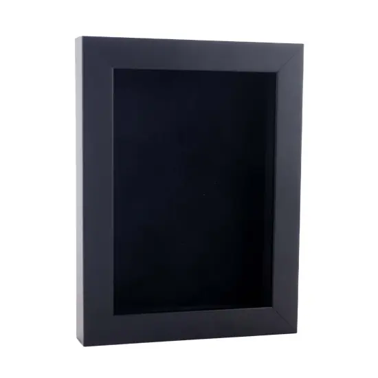 Classic Black Wood Shadown Box Frame with Acrylic Front - Black Suede Backing, 30 Sizes {2}