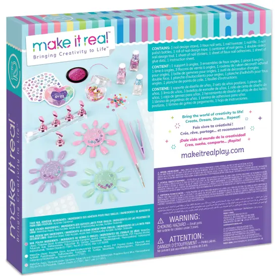 Make It Real: Everything Bling Nail Styling Set - 16pc, DIY Nail Art Customization, Polish-Stickers-Gems-Faux Nails, Detailing Stand, Girls & Kids 8+ {3}