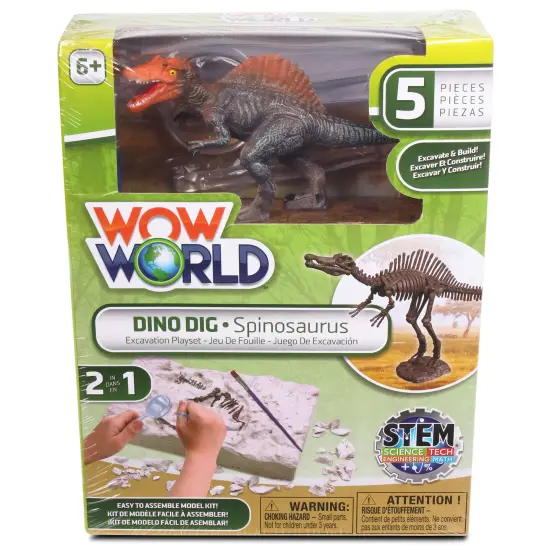WowWorld: Dino Dig - Spinosaurus - All-In-One Dinosaur Skeleton Excavation Kit, Tools & Construction Figurine, Educational Science Toy, Kids Ages 6+ {1}