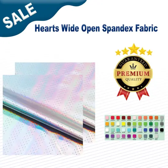 Hearts Wide Open Spandex Fabric Electric Silver {2}