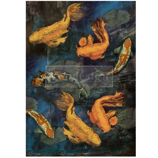 A1 Decoupage Fiber - Koi Pond - 1 sheet, A1 size {1}