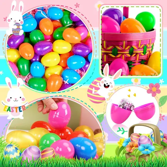 60 Pcs Colorful Plastic Easter Eggs Bulk, 2.3 ", Fillable Empty Easter Eggs for Fillling Candy, Treats, Easter Hunt Basket Suffers Fillers, Easter Theme Party Favors {4}