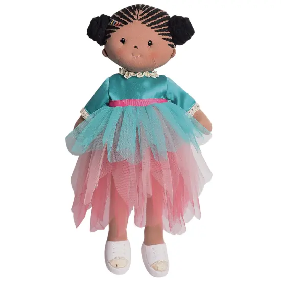 Tikiri Toys Kessie Fabric Baby Doll with Dark Skin & Hair, Comes with Two Dresses, Ages 6 Months & Up {1}