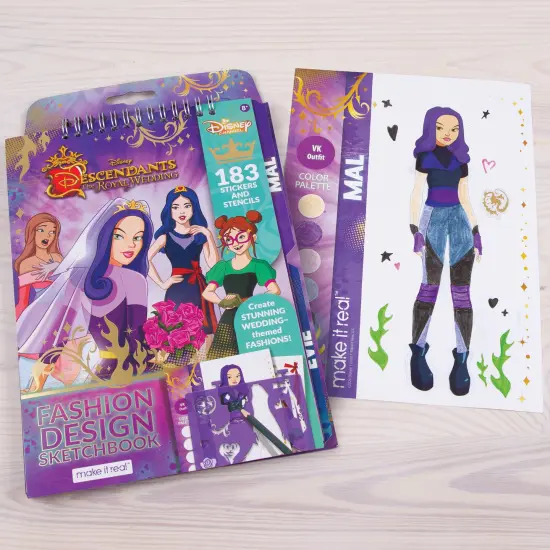 Disney Descendants Royal Wedding: Fashion Design Sketchbook - Make It Real, Includes 183 Stickers & Stencils, Draw Sketch Color & Create, Create Stunning Wedding Themed Fashions {5}