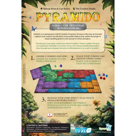 Synapses Games: Pyramido: Forgotten Treasures - Strategy Board Game, Tile Placement, Gems & Dominoes, Multi-Level Scoring, Age 8+, 1-4 Players, 45 Min {3}