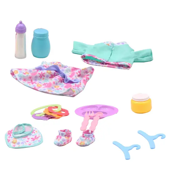 Dream Collection: 12" Baby Doll Backpack Set - Rainbow & Bunny - Change Of Outfit & 10 Accessories, Pretend Play, Kids Ages 2+ {6}