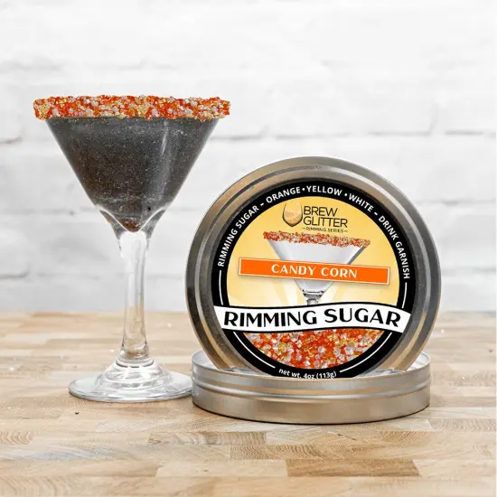 Brew Glitter - Candy Corn Themed Rimming Sugar (4oz, 1x Bar Tin) Cocktail Garnish for Mixed Drinks & Refreshments {5}