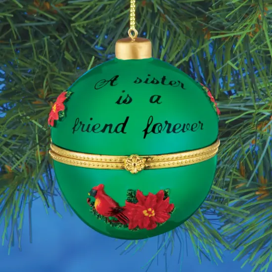 Collections Etc Holiday Sentiment Trinket Ornaments with Heartwarming Quote and Gold Hanger - Compartment Inside for Small Gift {1}
