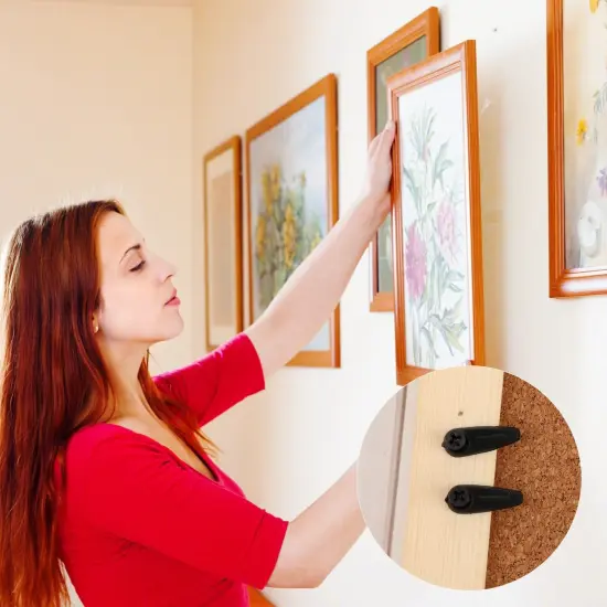 50 Pcs Picture Frame Backing Clips Buckle Black Back Pictures Frame Hardware Backing Clips Flat Metal Turn Button with Screws for Pictures Hanging, Artwork, Gift Box, Decoration Box {4}